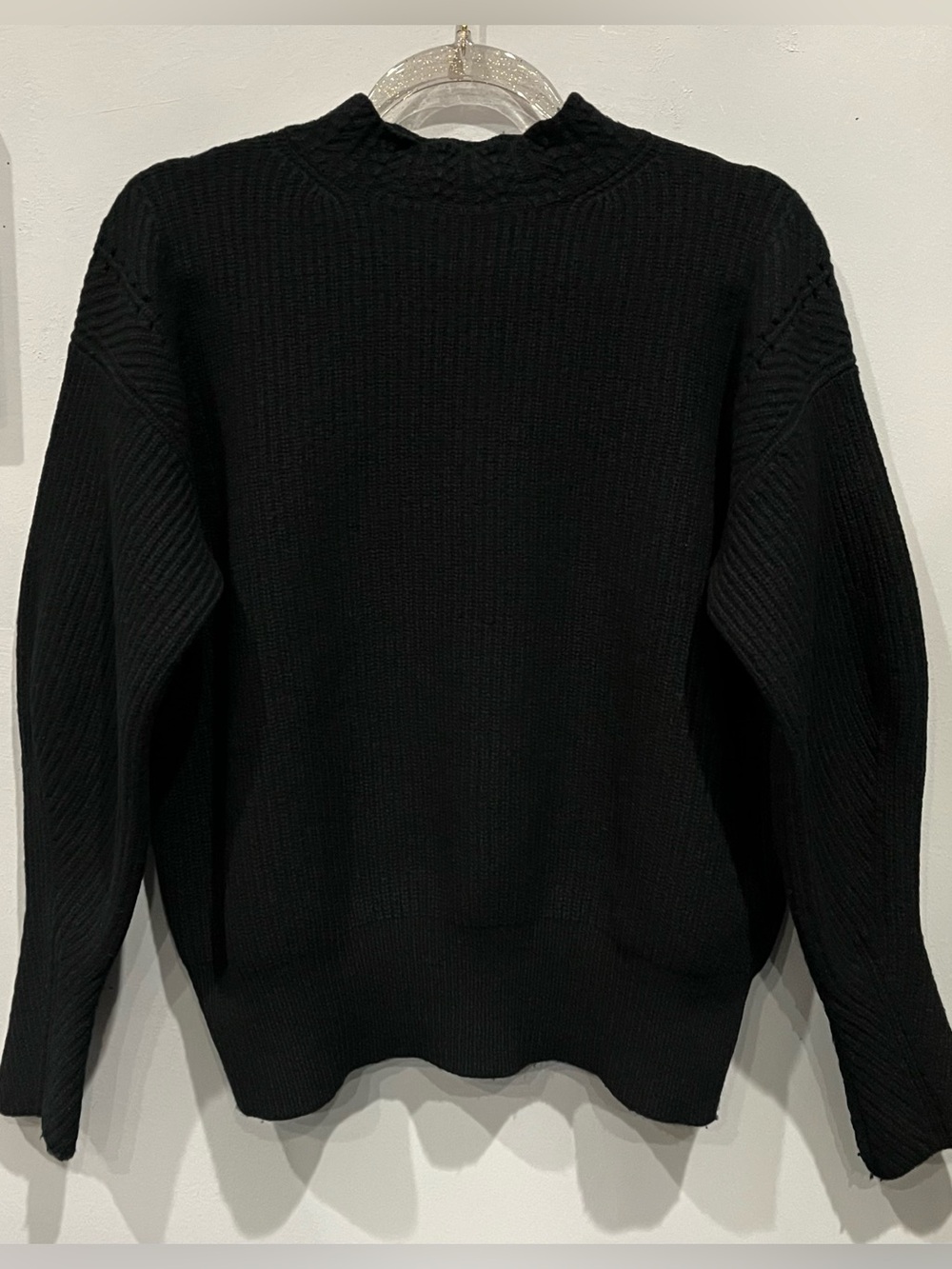 REBECCA TAYLOR BLACK WOOL KNIT MOCK NECK SWEATER